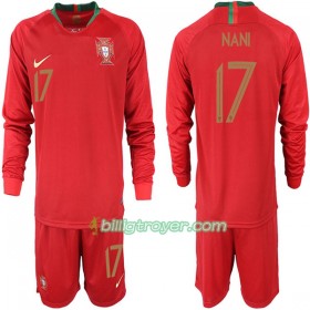 Billige Fotballdrakter Portugal NANI 17 Barn VM 2018 Hjemmedraktsett Langermet